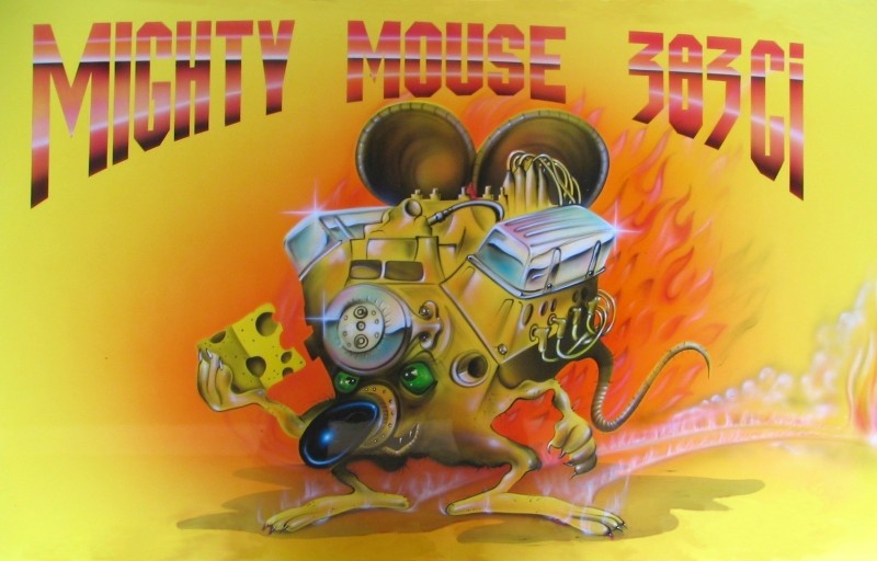 Airbrush "Mighty Mouse 383 CI" auf dem Kofferraumdeckel